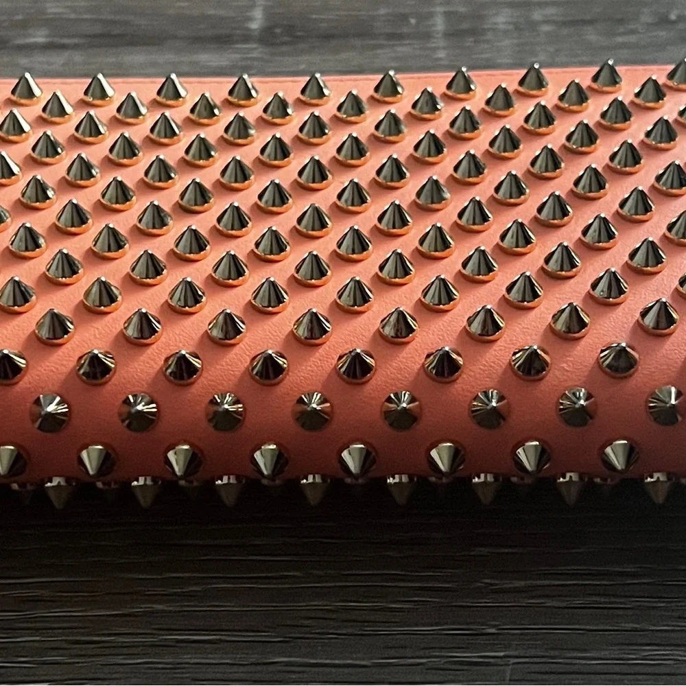 Christian Louboutin Pink Leather Studded Long Wallet Panettone - Picture 3 of 12